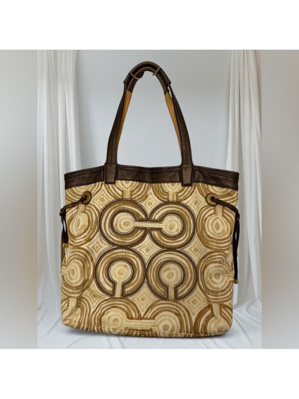 Coach Audrey Op Art Swirl Leigh Slim Tote Bag 17044 EUC